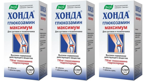 Эвалар Хонда Глюкозамин максимум для суставов и позвоночника, 30 ...