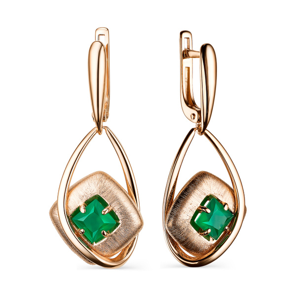 АЛЬКОР Серьги женские серебро 925 с зеленым агатом, серьги длинные ...