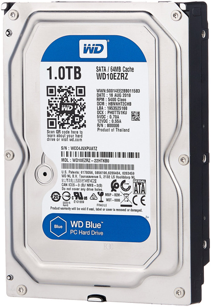 1 ТБ Внутренний жесткий диск Western Digital Blue 3.5" 5400 (WD10EZRZ ...