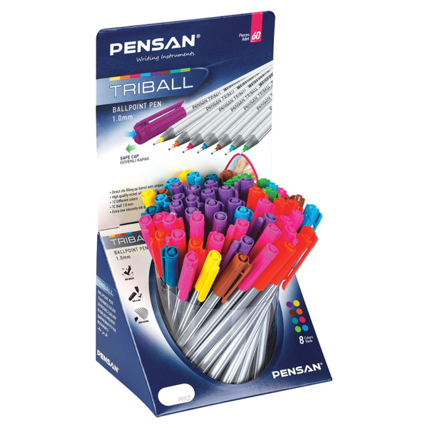 В комплекте 60ед. Ручка шариковая масляная PENSAN "Triball Colored ...