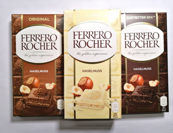 Шоколадная плитка Ferrero Rocher (Германия), 90 г (Молочный, Темный ...