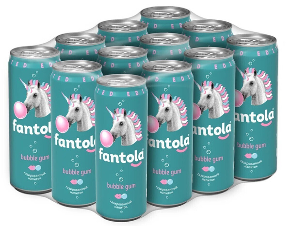 Напиток "Fantola", "Bubble Gum" - 12шт / газировка со вкусом жвачки ...