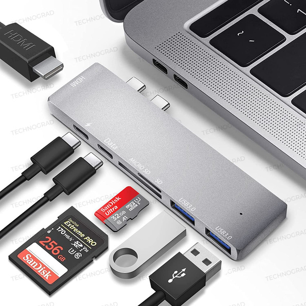 USB HUB для MacBook Pro 7 в 1. Разветвитель юсб 3.0. Юсб хаб Переходник ...