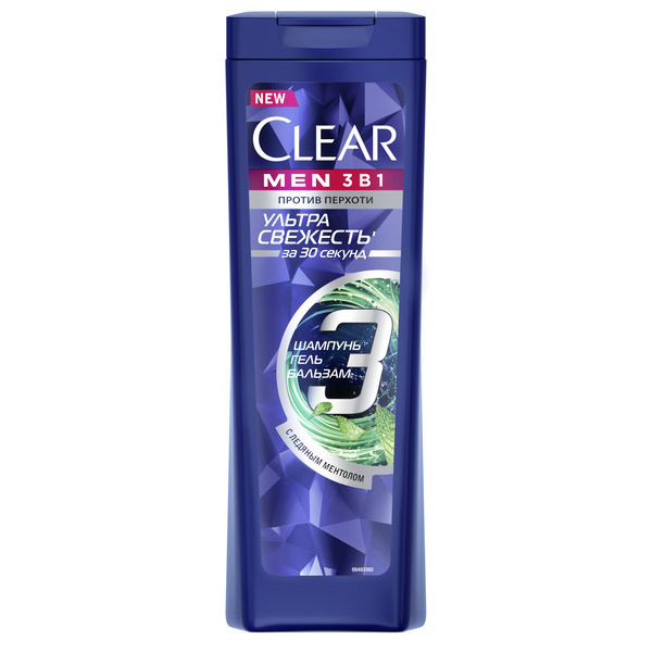 Clear Men Шампунь-бальзам и гель для душа 3в1 Ультра свежесть для ...