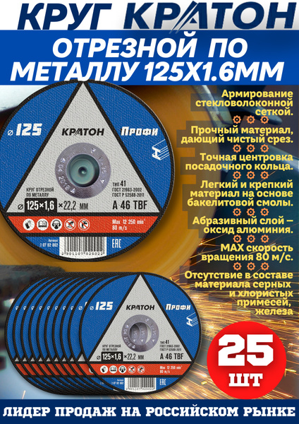 Круг отрезной Кратон 125x1.6 - купить по низким ценам в интернет ...