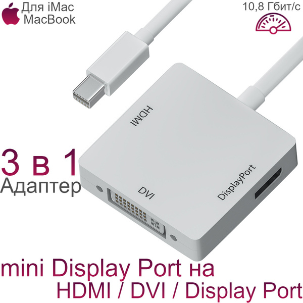 Адаптер переходник mini Displayport на DisplayPort / HDMI / DVI для ...