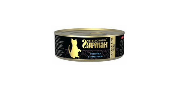 Четвероногий Гурман Корм консервированный для кошек Golden Индейка с ...