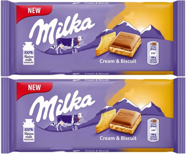 Шоколадная плитка Milka Cream & Biscuit / Милка Крем & бисквит 2 шт ...