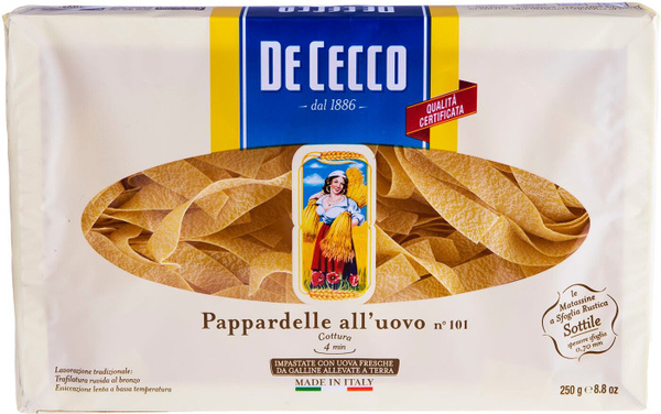 Макароны De Cecco Pappardelle alluovo n.101 250г - купить с доставкой ...