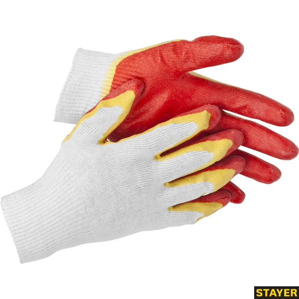 STAYER L-XL, 13 класс, х/б, перчатки с двойным латексным обливом ...