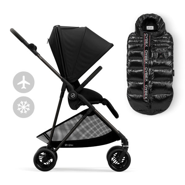 Cybex Melio Прогулочная коляска, Carbon Black c дождевиком и пуховой ...