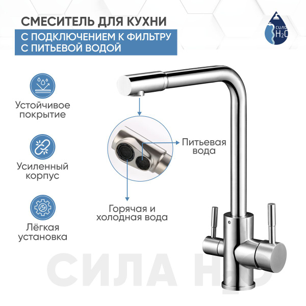 Смеситель G.lauf для кухни с биканальным изливом G-lauf gop18-a093ks ...