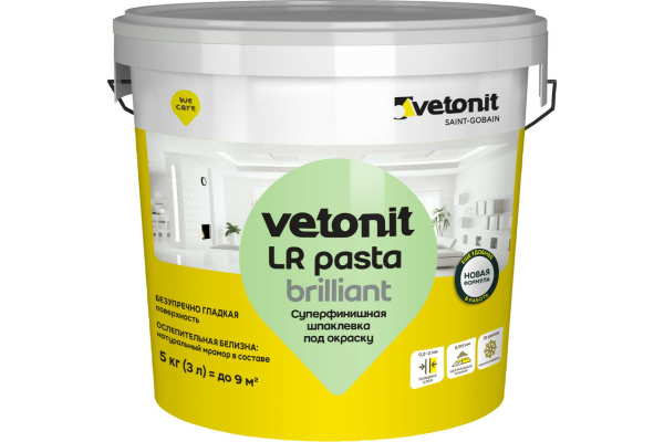 Vetonit LR Pasta Brilliant (5кг) Шпаклевка суперфинишная под окраску и ...