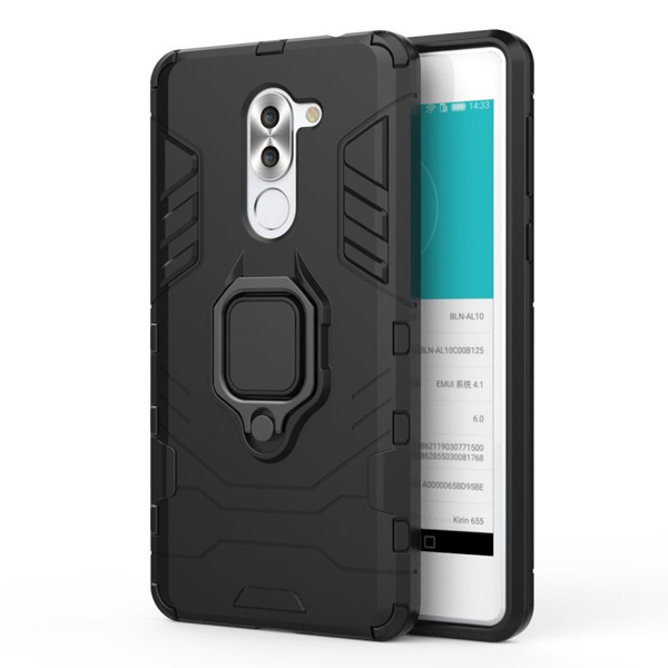 Противоударный чехол с кольцом для Honor 6X / Хонор 6X (черный ...