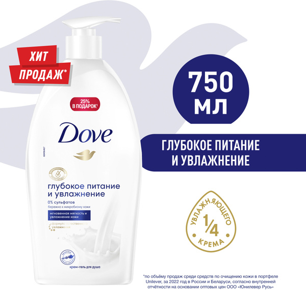 Dove Средство для душа, гель, 750 мл - купить с доставкой по выгодным ...
