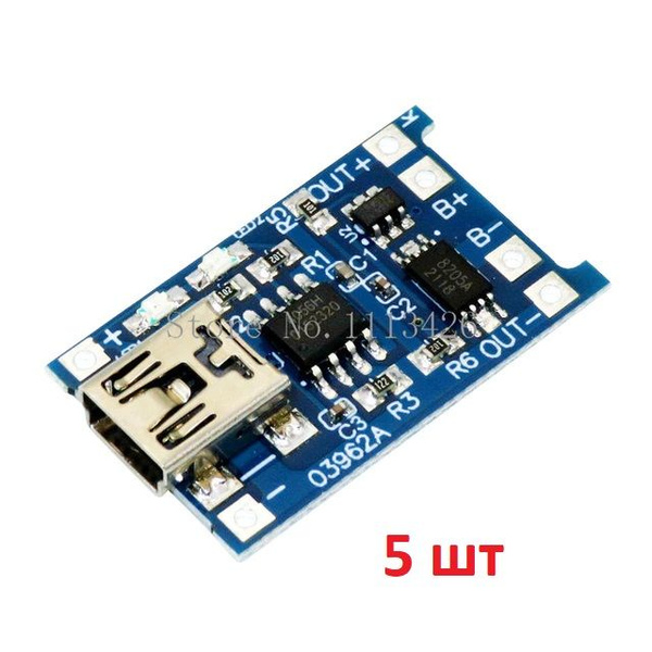 Модуль зарядки литиевых аккумуляторов TP4056, Mini USB 5 шт - купить с ...