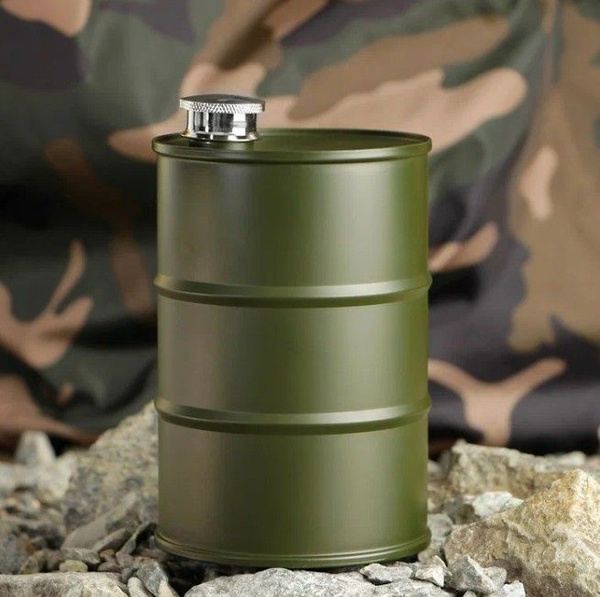 Фляга походная "Бочка" 750мл, хаки/ Фляжка армейская, военная, для ...