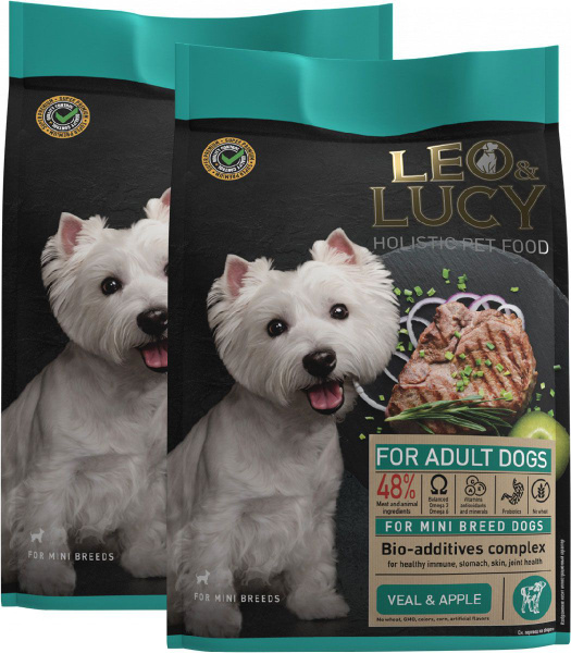 LEO&LUCY HOLISTIC для взрослых собак маленьких пород с телятиной ...