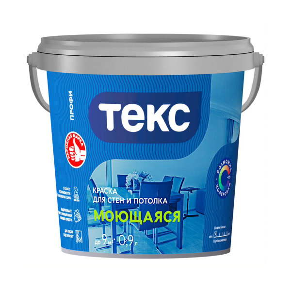 Краска Текс Профи моющаяся супербелая для стен и потолков_1, Водно ...