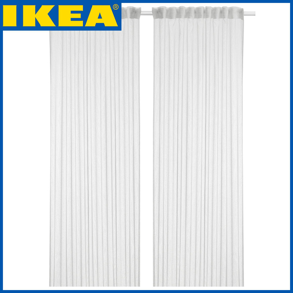 Комплект штор IKEA прозрачные, белые, ДВАРГРОРФЛИ ИКЕА, 2 шт., 300х145 ...