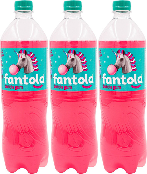 Газированный напиток Fantola Bubble Gum, комплект: 3 упаковки по 1 л ...