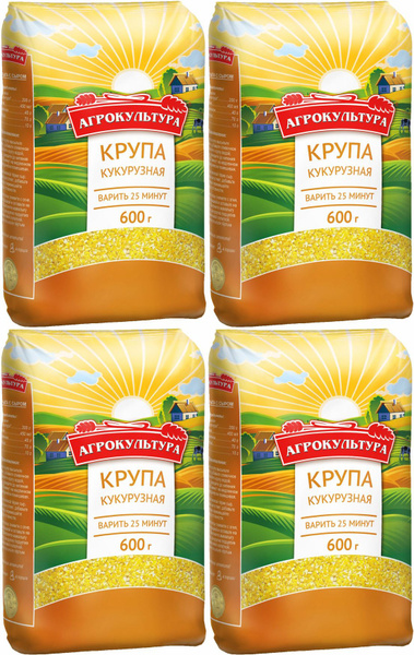 Крупа кукурузная Агрокультура, комплект: 4 упаковки по 600 г - купить с ...