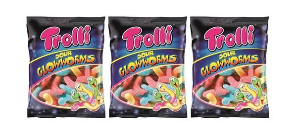 Мармелад жевательный Trolli Glow Worms / Тролли Кислые червячки, 3 * ...