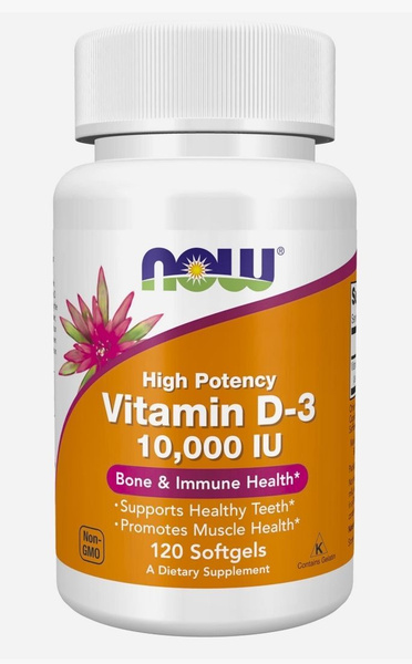 NOW Витамин Д3 10 000 МЕ / NOW Vitamin D-3 10,000 IU 120 мягких капсул ...