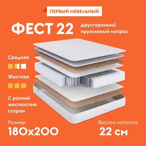 Матрас Основа Снов Фест 22, Независимые пружины, 180x200 см - купить по ...