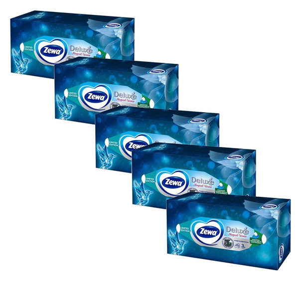 Zewa Салфетки бумажные косметические Deluxe Дизайн, 5 пачек - купить с ...