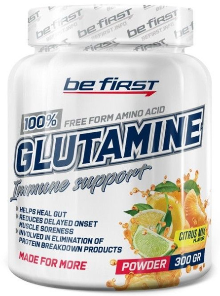 Аминокислота л-глутамин порошок (Цитрусовый микс) Be First Glutamine ...