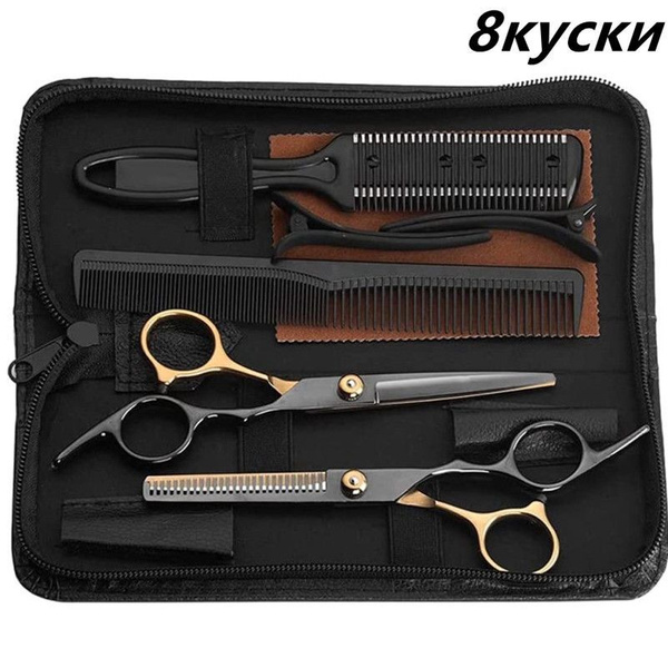 6-дюймовые профессиональные парикмахерские ножницы, прямые, истончение ...