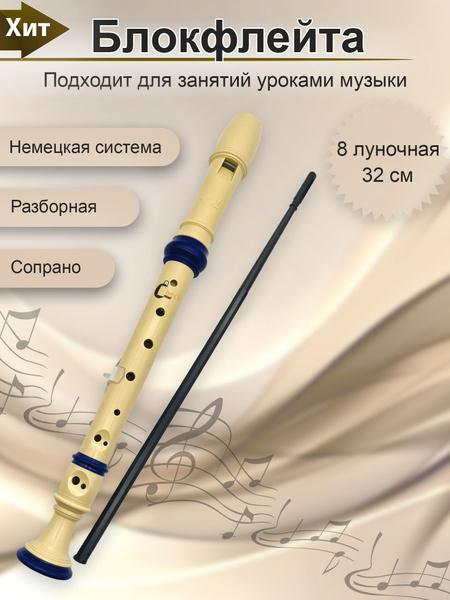 Блокфлейта 8-луночная. Сопрано. Дудка. Шомпол. Духовой музыкальный ...