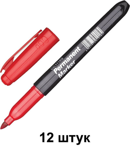 Attache Маркер перманентный Красный, 2 мм, 12 шт - купить с доставкой ...