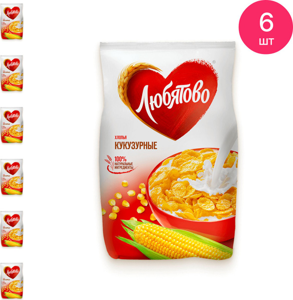 Кукурузные хлопья Любятово 160г / готовый завтрак (комплект из 6 шт ...