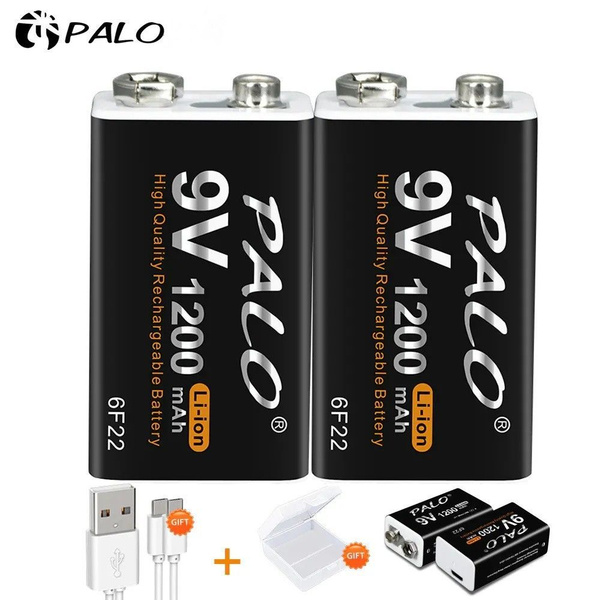Аккумулятор крона батарейка 6f22 9V PALO 1200 mAh Комплект 2 шт + кейс ...
