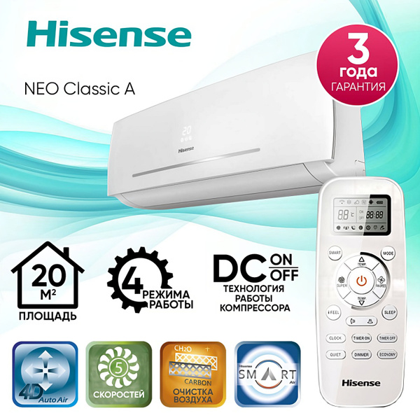 Настенная сплит-система Hisense AS-07HR4RYDDC00 (NEO Classic A R32 ...