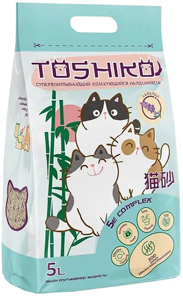 Наполнитель Toshiko Лаванда для кошек, древесный, комкующийся, с ...