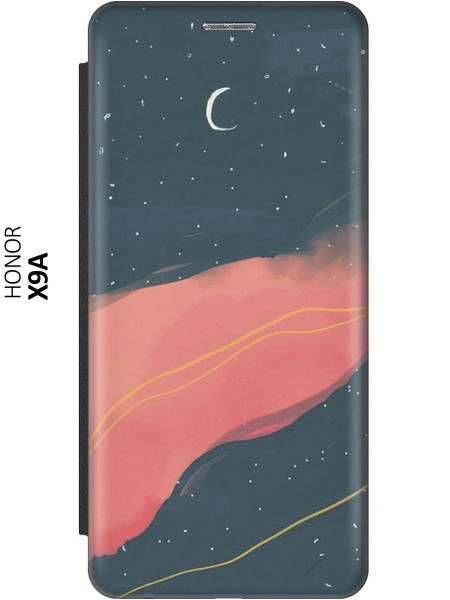 Чехол-книжка Розовое облако и месяц на Honor X9a / Magic5 Lite / Хонор ...