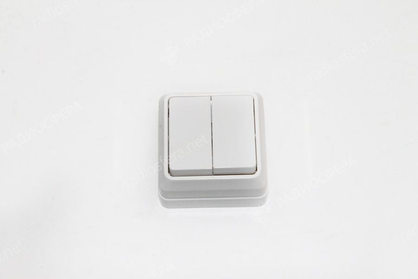 Сетевой выключатель ОКТАВА 2клавиши 10A белый открытая установка ...