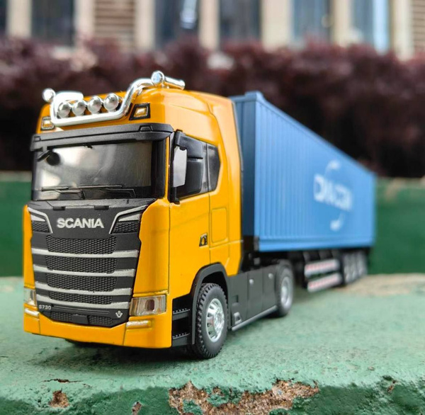Металлическая модель игрушка Scania дальнобойщик фура с прицепом 1/ 50 ...