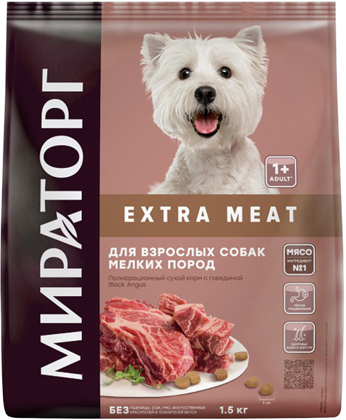 Сухой корм МИРАТОРГ EXTRA MEAT для взрослых собак маленьких пород с ...
