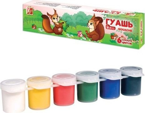 Гуашь для рисования Луч ZOO, набор 6 цветов по 15мл / краски ...