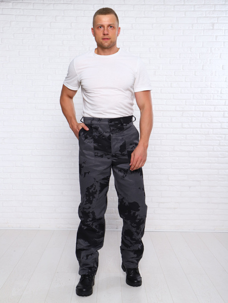 Утепленные рабочие брюки на лямках с карманами и наколенниками - выбор синих и милитари, летних и джинсовых