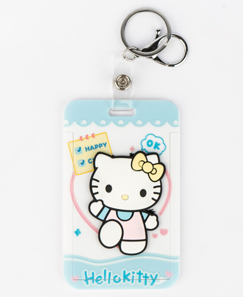 Бейдж для школы Hello Kitty с креплением на портфель голубой / Бейдж ...