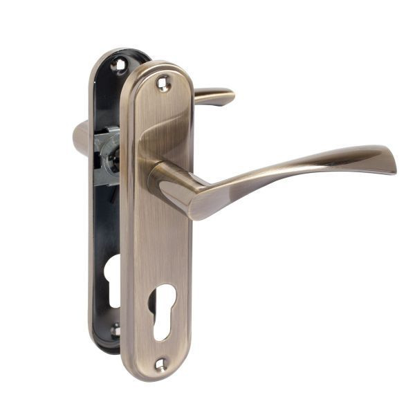 Ручка дверная на планке АЛЛЮР 132-1, расстояние 70 мм, AB старая бронза ...