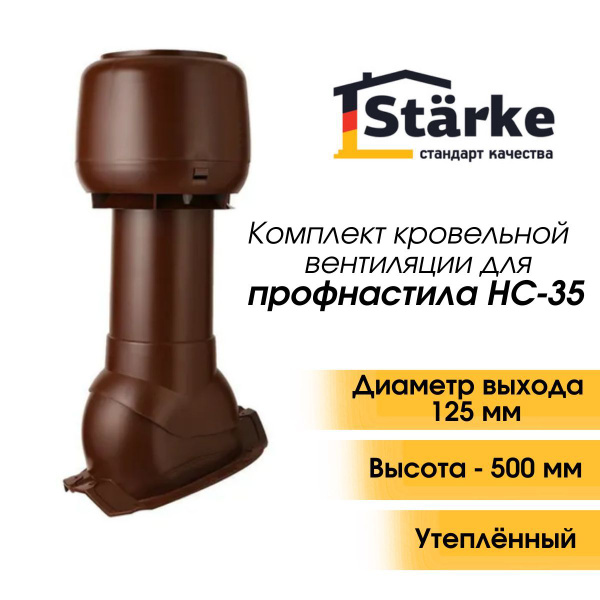Комплект кровельной вентиляции изолированный D 125/160, для профнастила ...