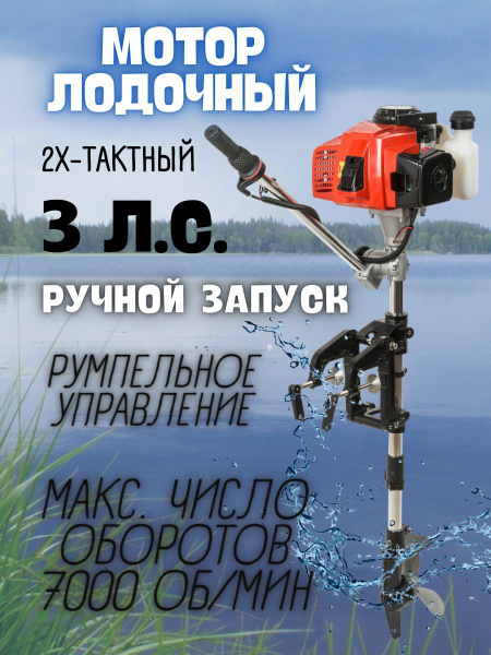 Мотор лодочный подвесной двухтактный (напряжение 2,2 кВт; мощность 3 л ...