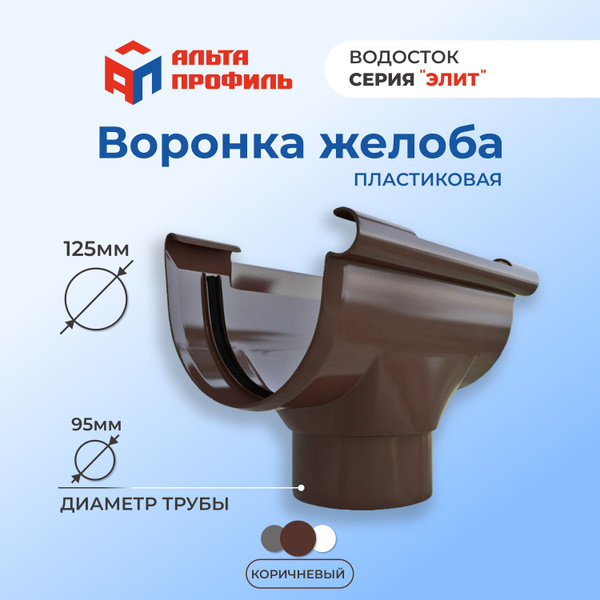 Воронка желоба водостока ПВХ Альта-Профиль 125 мм для водосточной ...