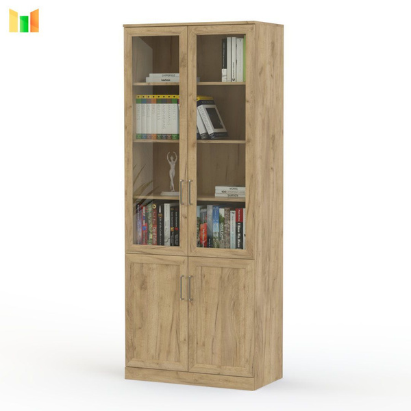 Шкаф книжный BestMebel Книжный шкаф Дуб Крафт Золотой, 80x40x220 см ...